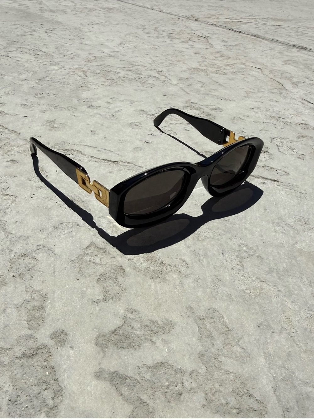 Vintage 90s Style Black and Gold Sunglasses